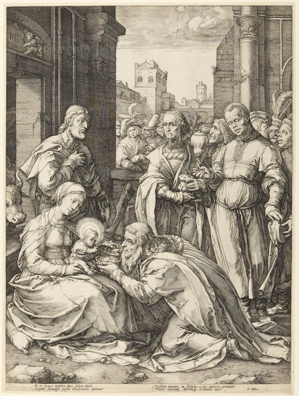 A háromkirályok imádása alkotó: Hendrick Goltzius