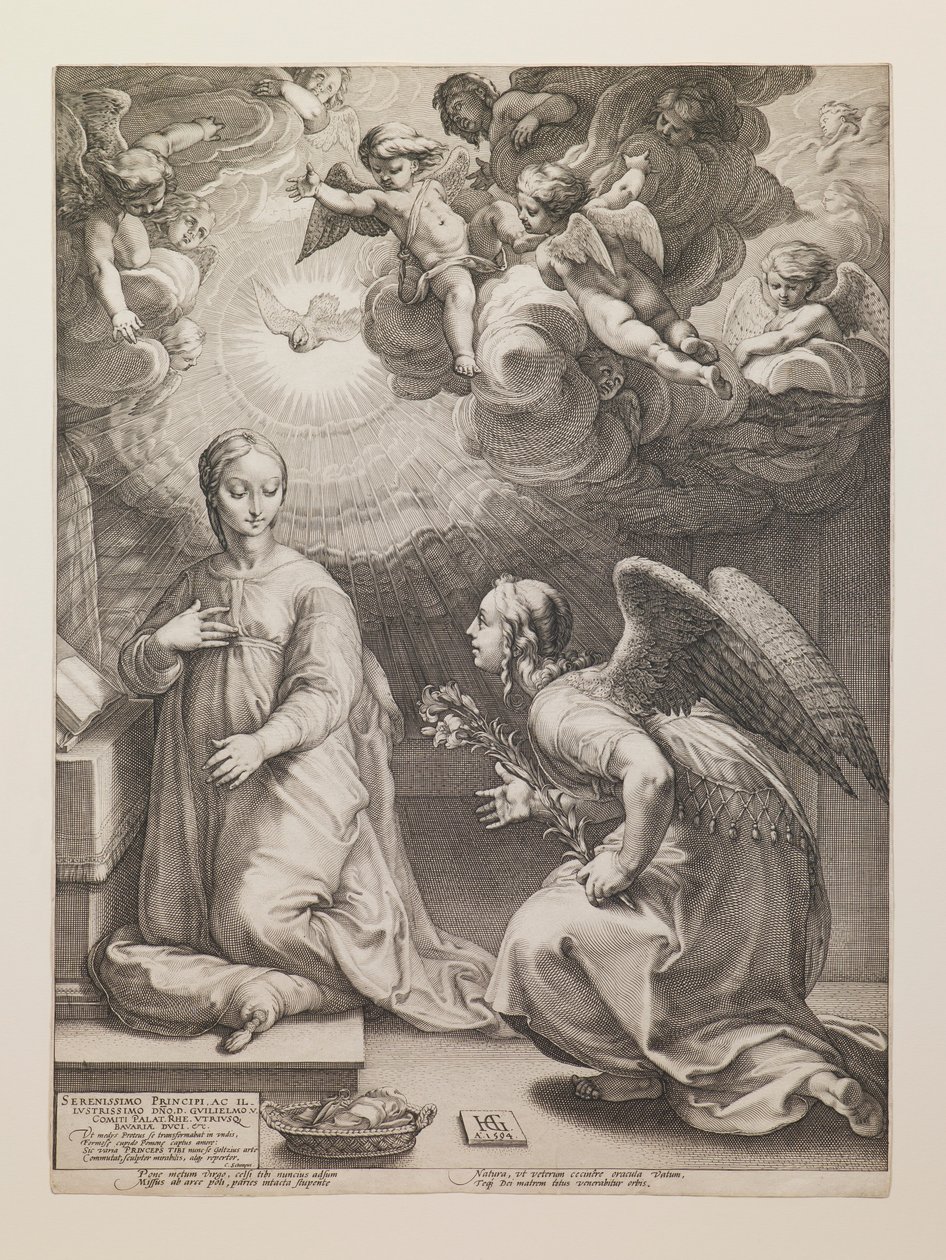 Angyali üdvözlet, „A Szűz életéből” című sorozatból alkotó: Hendrick Goltzius