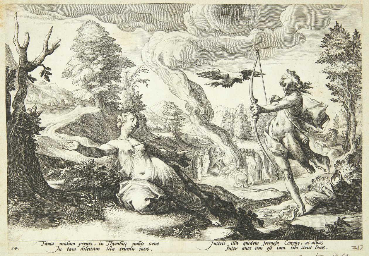 Apolló megöli Koronist alkotó: Hendrick Goltzius