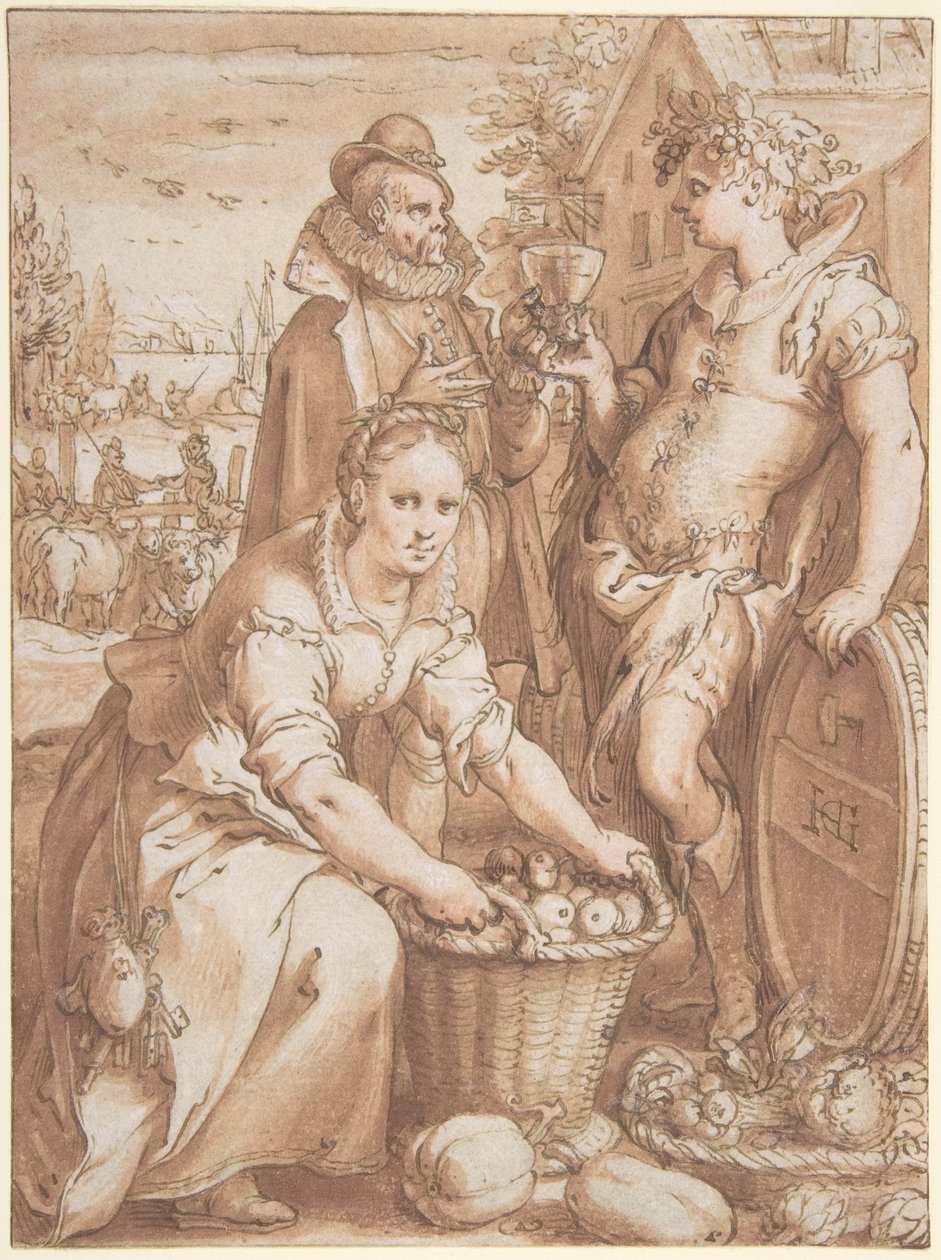 Ősz; Vésetvázlat alkotó: Hendrick Goltzius
