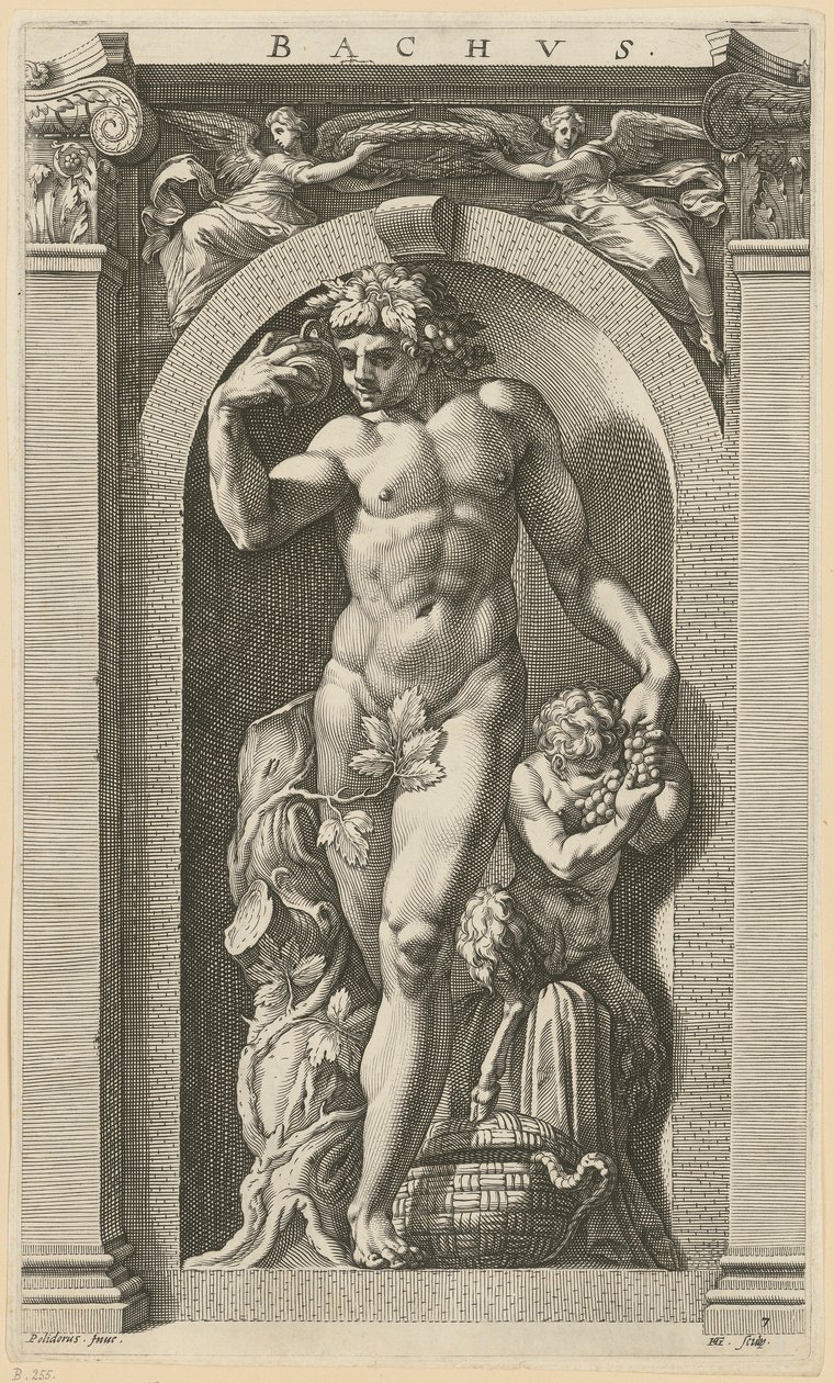 Bacchus, a „Nyolc ókori istenség” sorozat 7. lapja alkotó: Hendrick Goltzius
