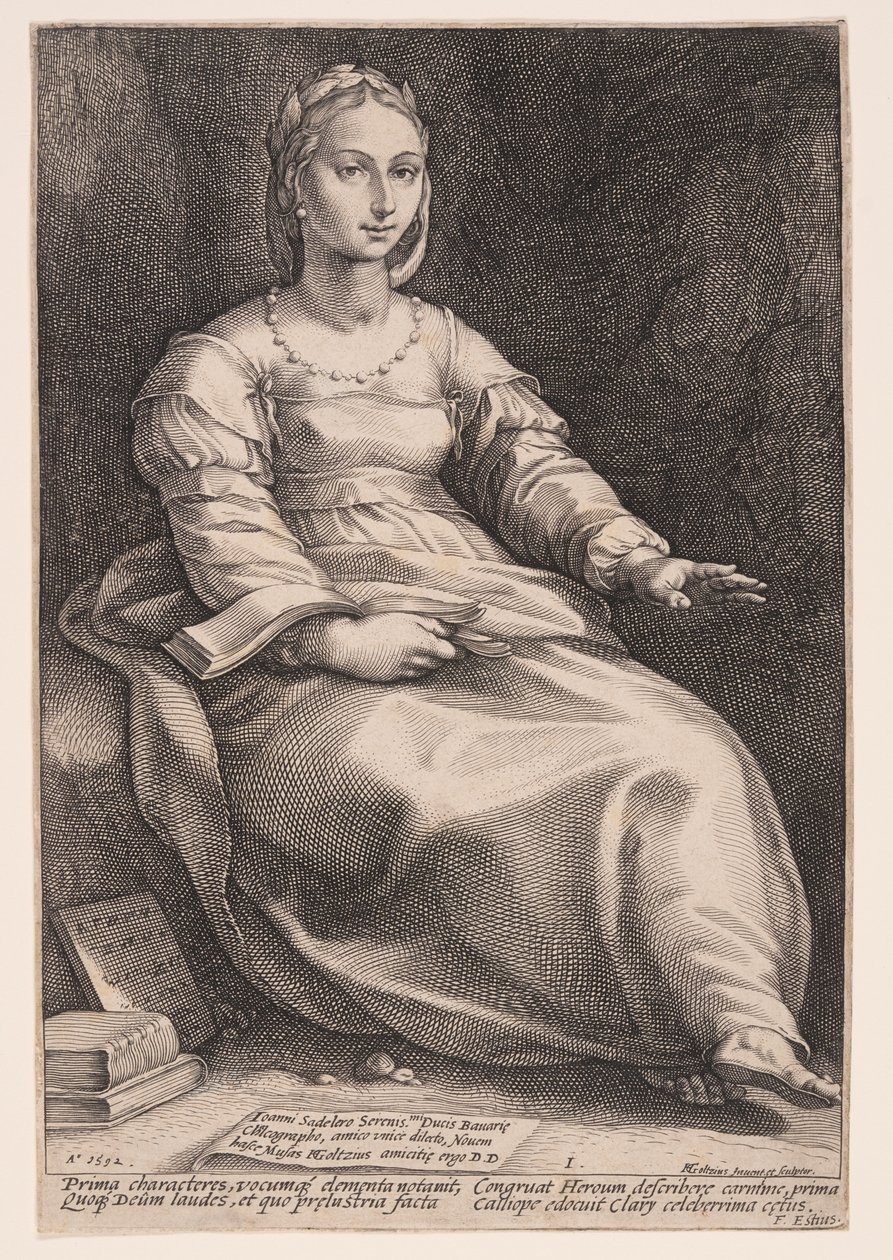 Kalliopé, az epikus költészet és az ékesszólás múzsája, a Kilenc múzsából alkotó: Hendrick Goltzius