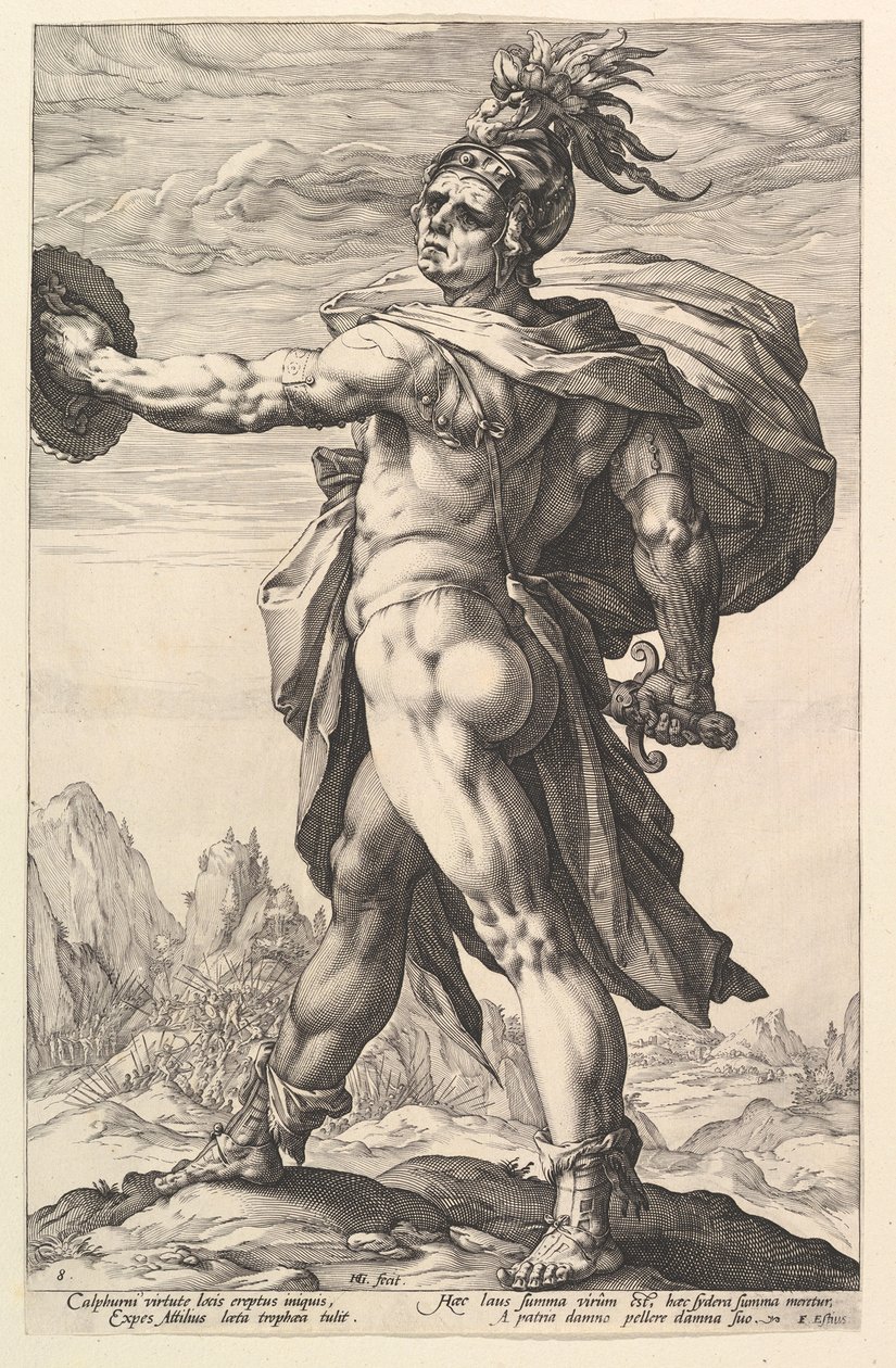 Calphurnius, „A római hősök” című műből alkotó: Hendrick Goltzius