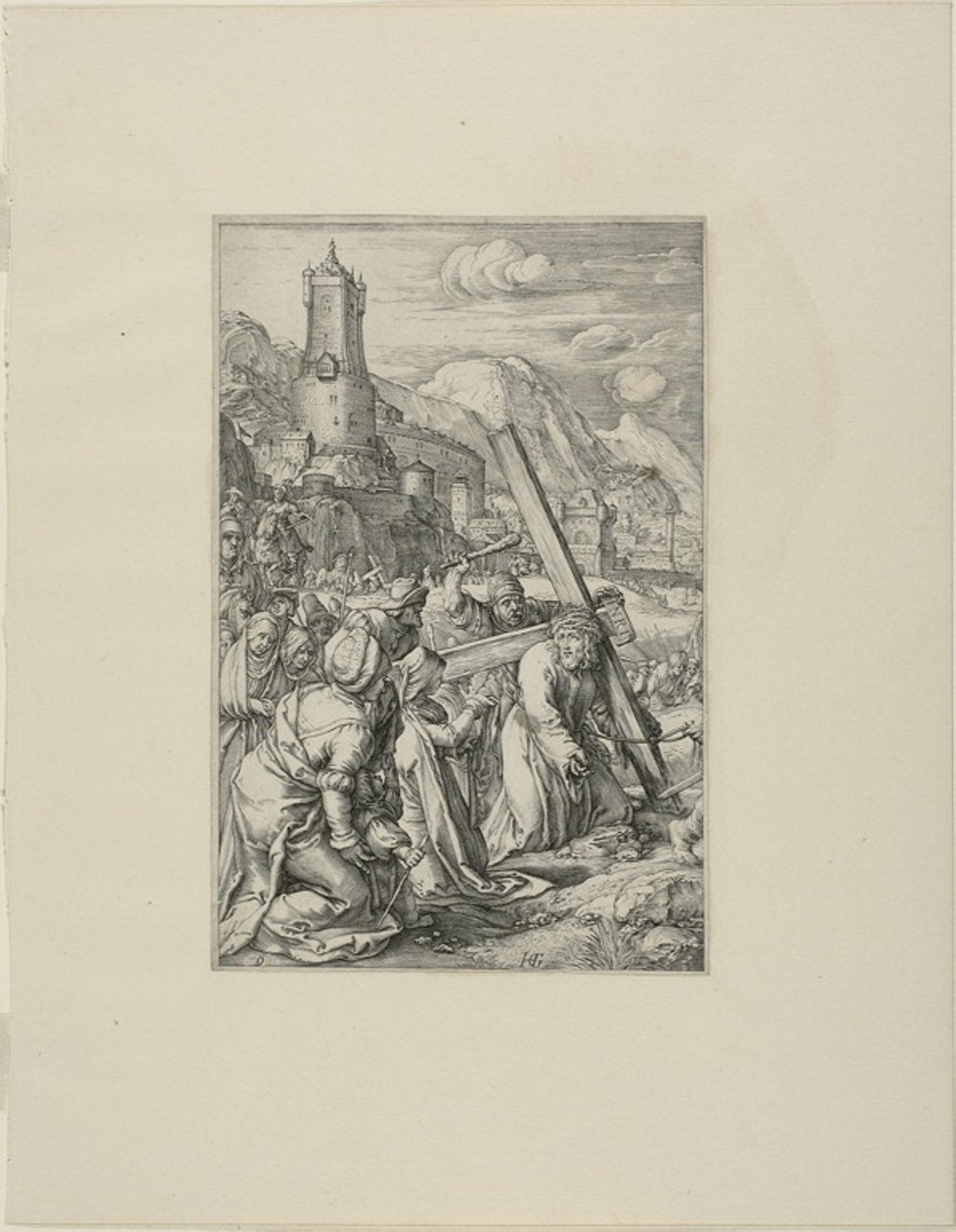 Krisztus a keresztet hordozó Krisztus, kilences tábla Krisztus szenvedéséből alkotó: Hendrick Goltzius