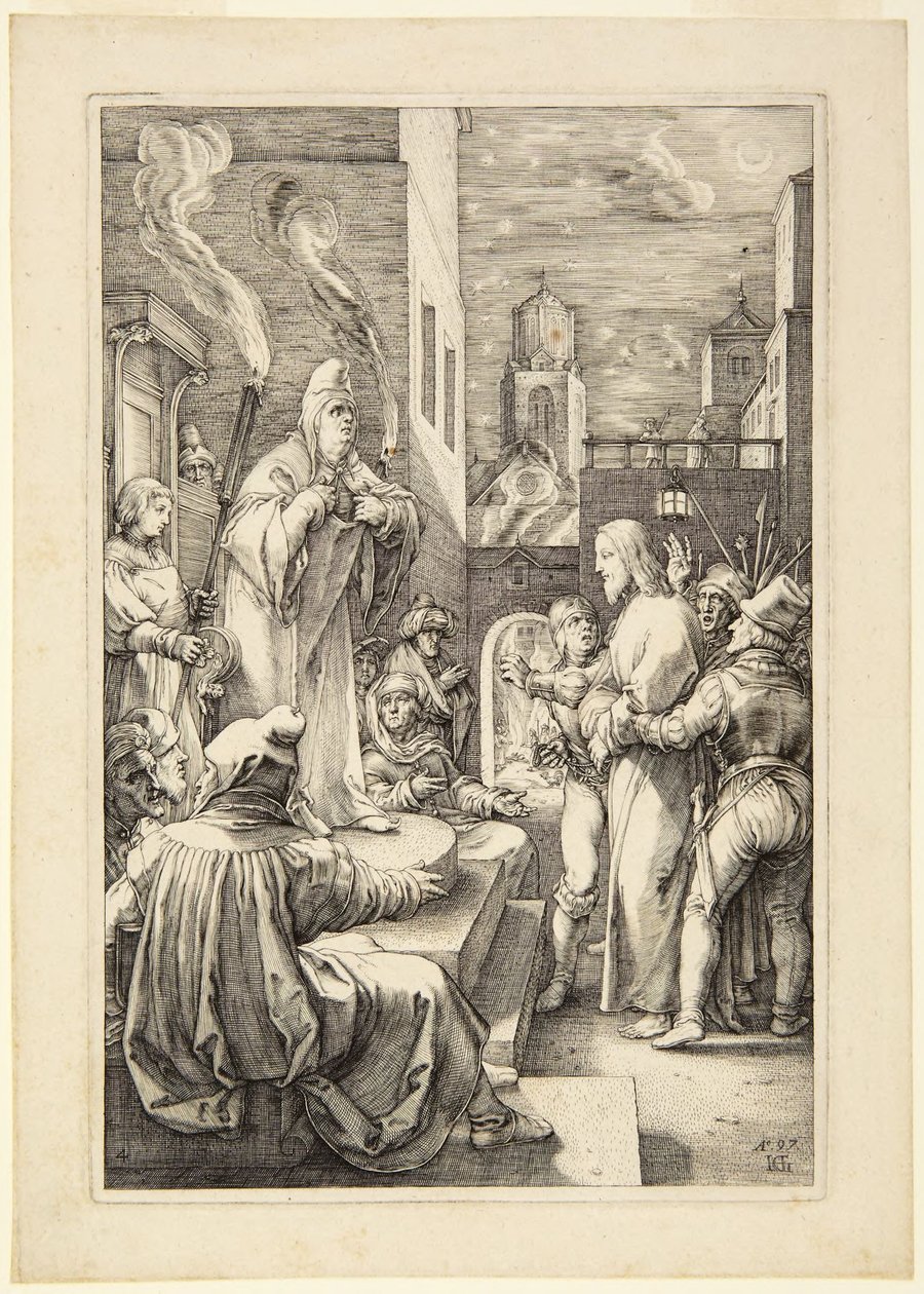Krisztus Kajafás előtt alkotó: Hendrick Goltzius