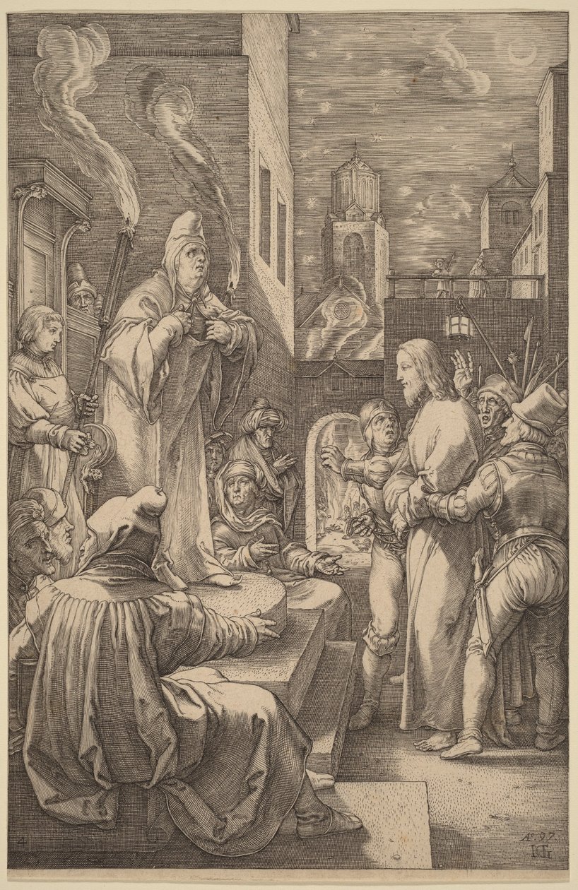 Krisztus Kaifás előtt alkotó: Hendrick Goltzius