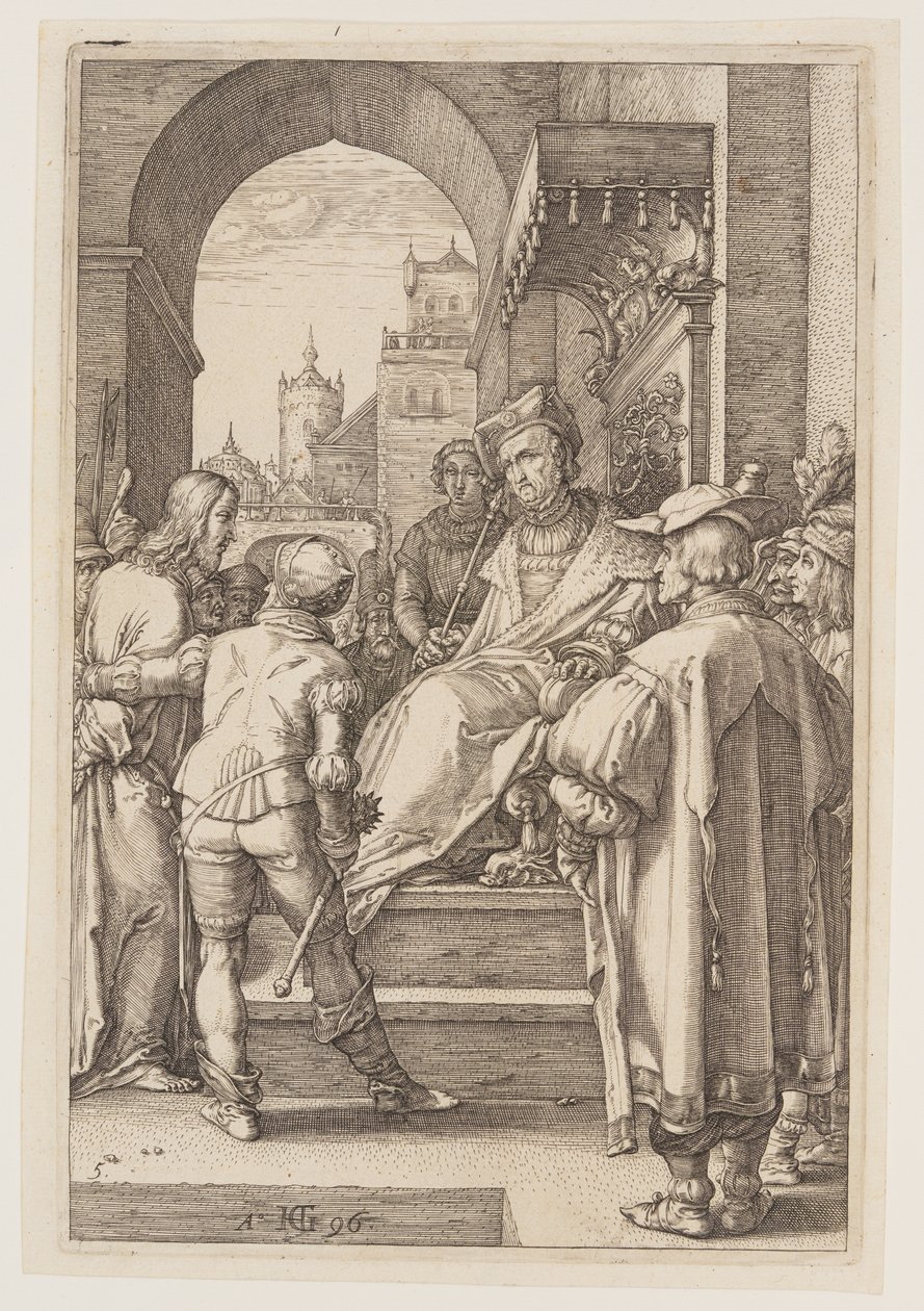 Krisztus Pilátus előtt, a Passióból alkotó: Hendrick Goltzius