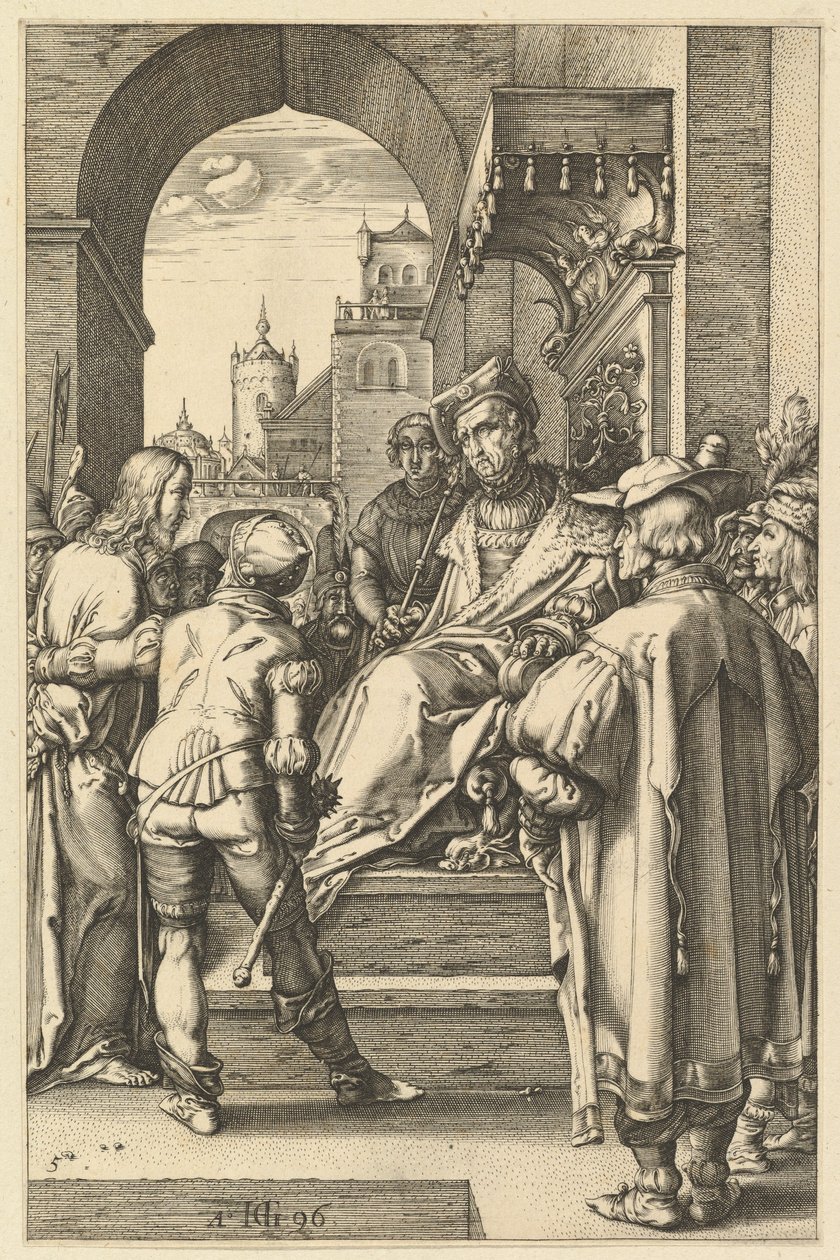 Krisztus Pilátus előtt, „Krisztus passiója” című műből alkotó: Hendrick Goltzius