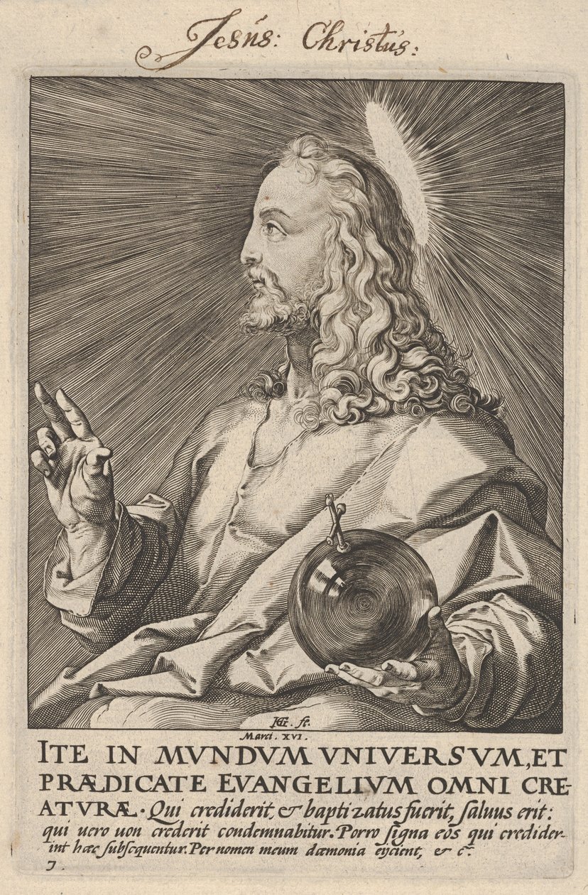 Krisztus, a „Krisztus, az apostolok és Szent Pál a hitvallással” című műből alkotó: Hendrick Goltzius
