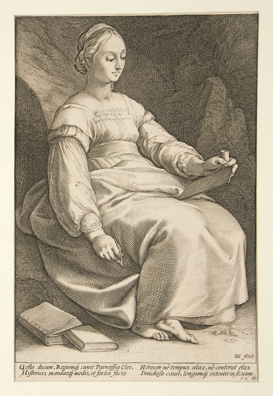 Clio, a „A kilenc múzsa” című sorozat 4. táblája alkotó: Hendrick Goltzius