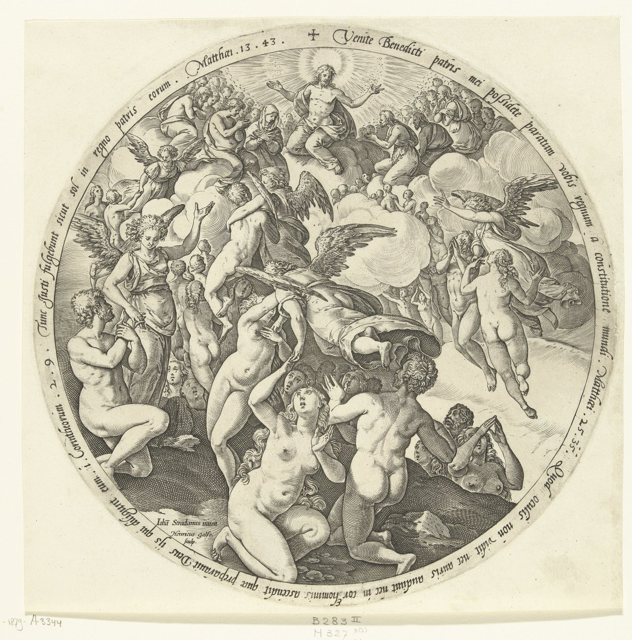 Az áldottakat a mennyben fogadják Az utolsó ítélet (sorozat címe) alkotó: Hendrick Goltzius