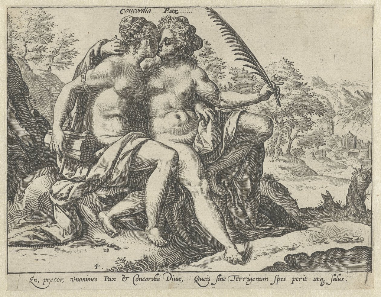 Egység és béke (Concordia/Pax) Az egyesült erények (sorozat címe) alkotó: Hendrick Goltzius