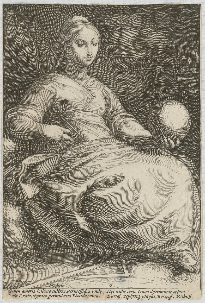 Erato, a „Kilenc múzsa” sorozat 7. lapja alkotó: Hendrick Goltzius
