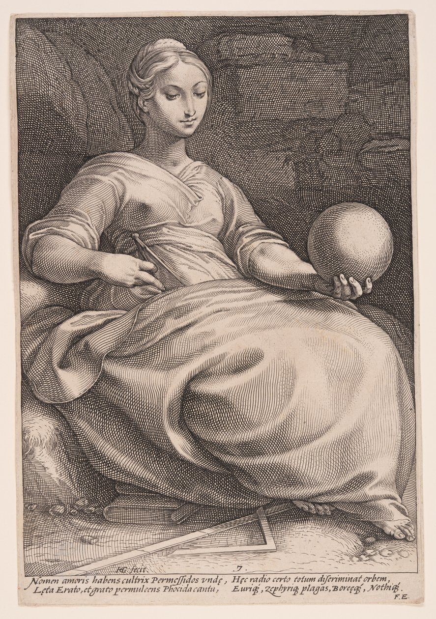 Erato, a lírai költészet múzsája, A kilenc múzsából alkotó: Hendrick Goltzius