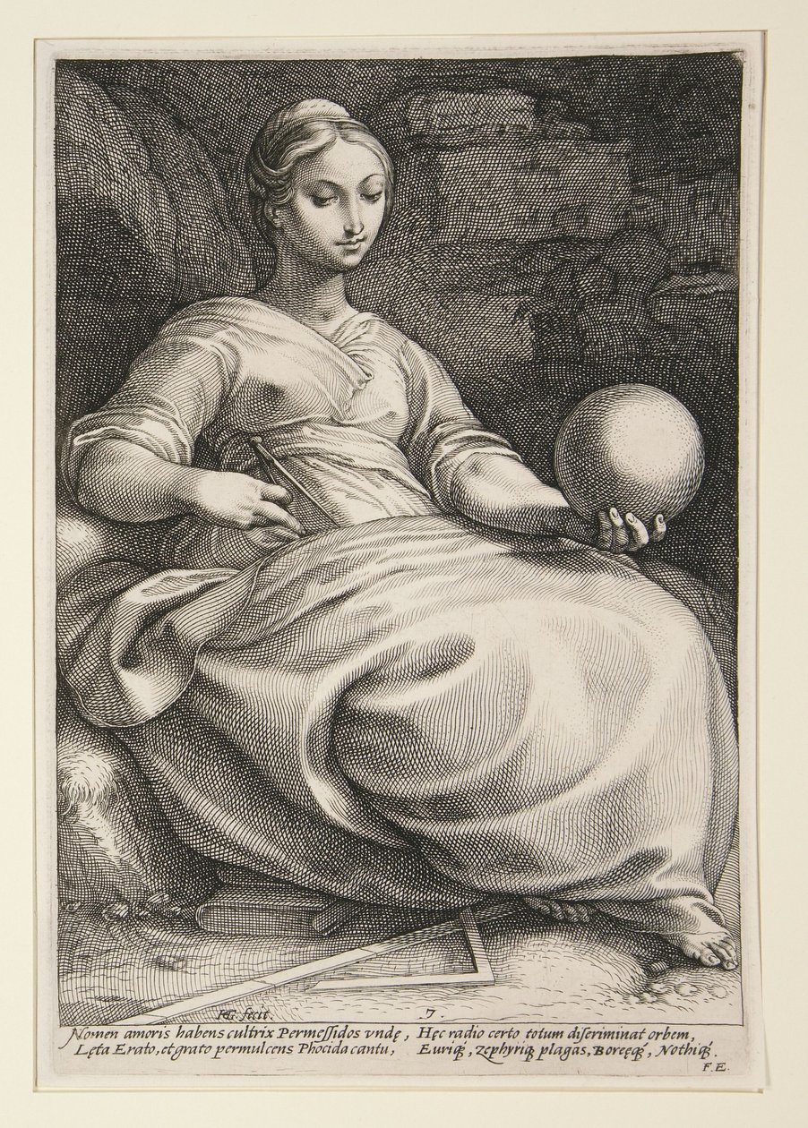 Erato, a Kilenc múzsa sorozat 7. táblája alkotó: Hendrick Goltzius