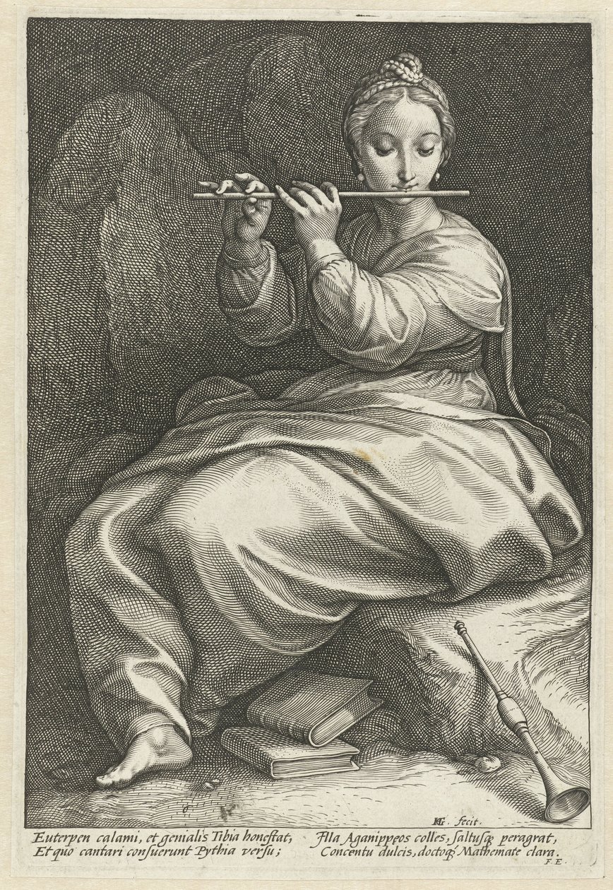 Euterpe A kilenc múzsa (sorozat címe) alkotó: Hendrick Goltzius