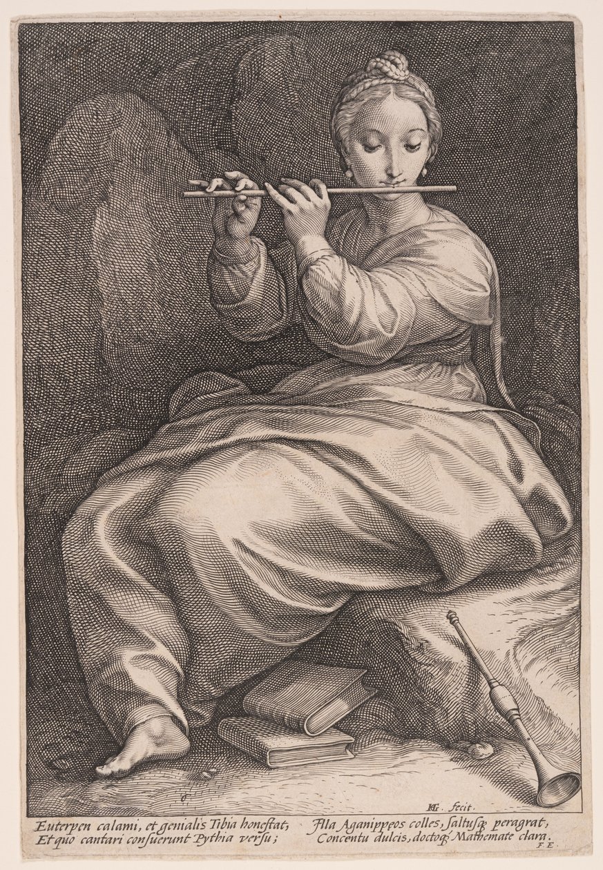 Euterpe, a zene múzsája, A kilenc múzsából alkotó: Hendrick Goltzius