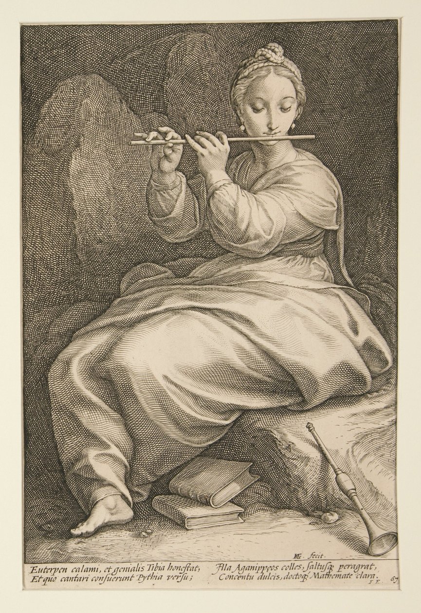 Euterpe, a „A kilenc múzsa” című sorozat 6. táblája alkotó: Hendrick Goltzius