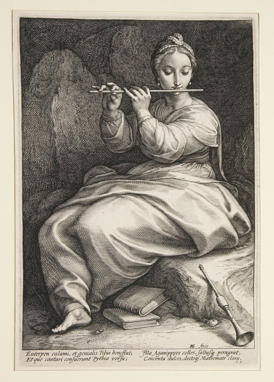 Euterpé, A kilenc múzsa sorozat 6. táblája alkotó: Hendrick Goltzius