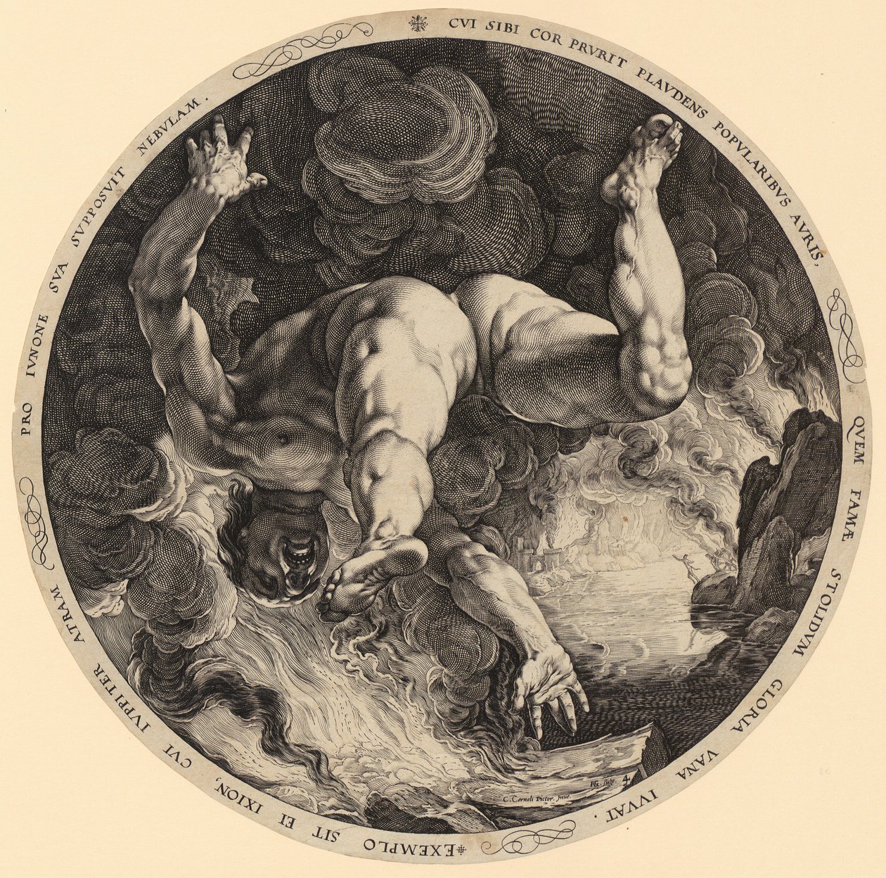 Ixion bukása, a „A négy éghódító” sorozat 4. lapja alkotó: Hendrick Goltzius