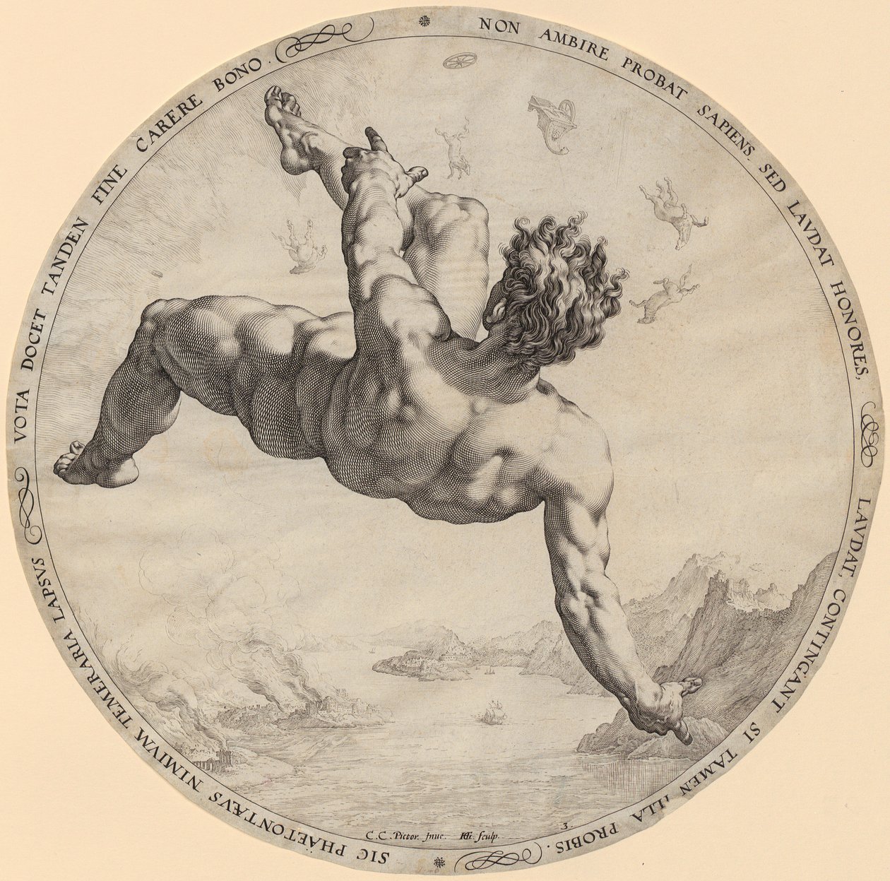 Phaeton esete, a „A négy éghódító” című sorozat 3. része alkotó: Hendrick Goltzius
