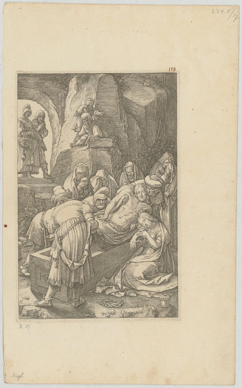 Temetés, a „Die Passion” sorozat 11. lapja alkotó: Hendrick Goltzius
