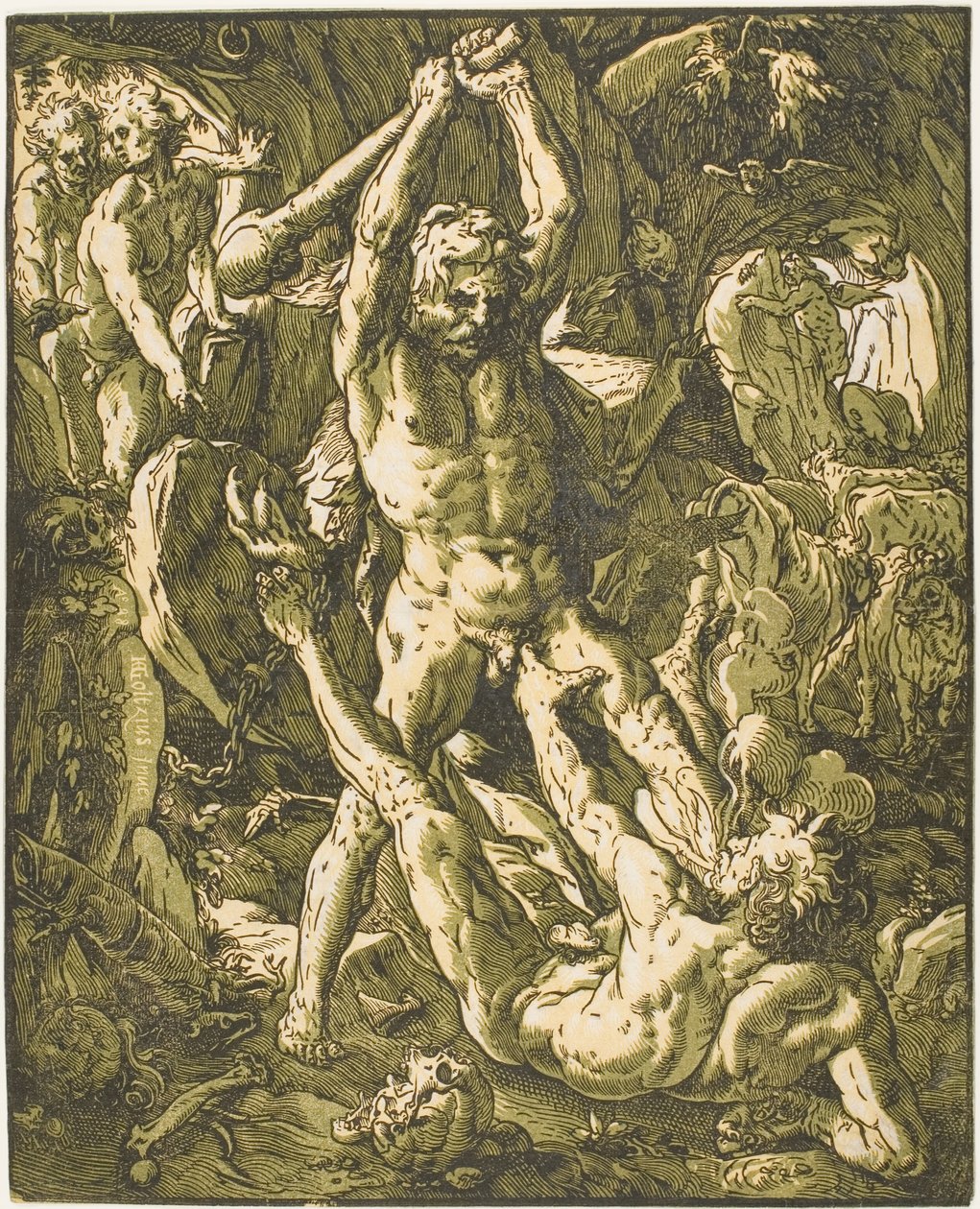 Herkules megöli Cacust alkotó: Hendrick Goltzius