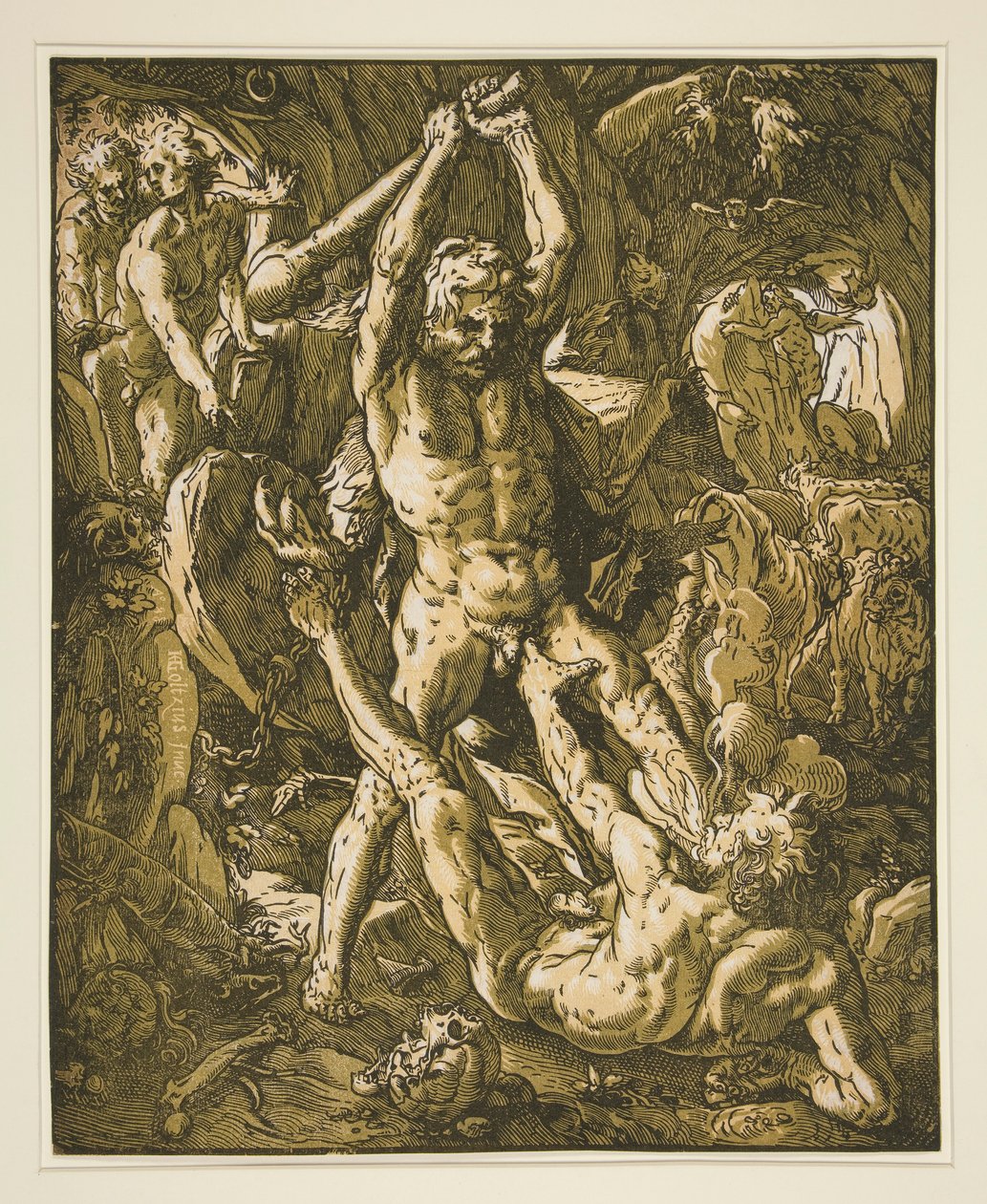 Herkules megöli Cacust alkotó: Hendrick Goltzius