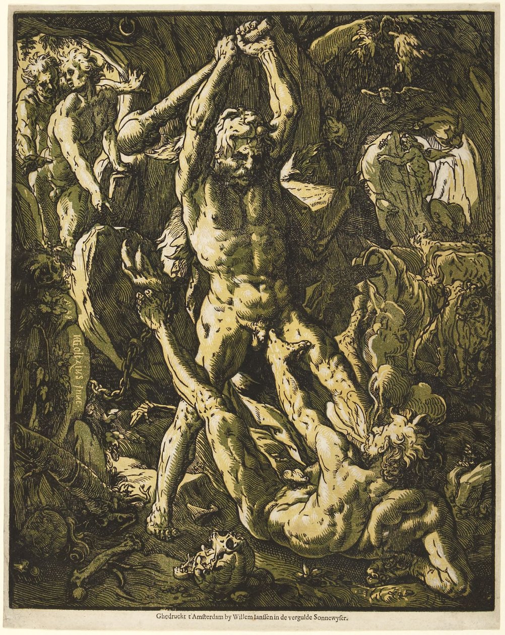 Herkulesz megöli Cacust alkotó: Hendrick Goltzius