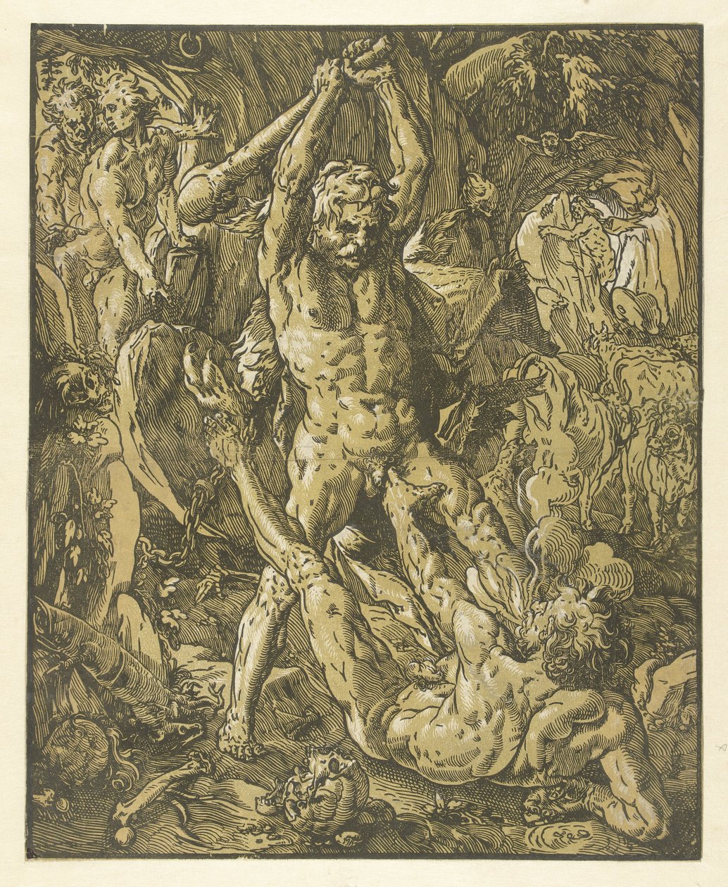 Hercules en Cacus alkotó: Hendrick Goltzius