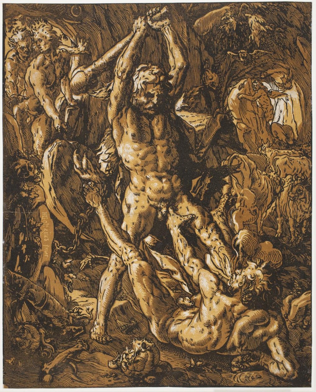 Herkules megöli Cacust alkotó: Hendrick Goltzius