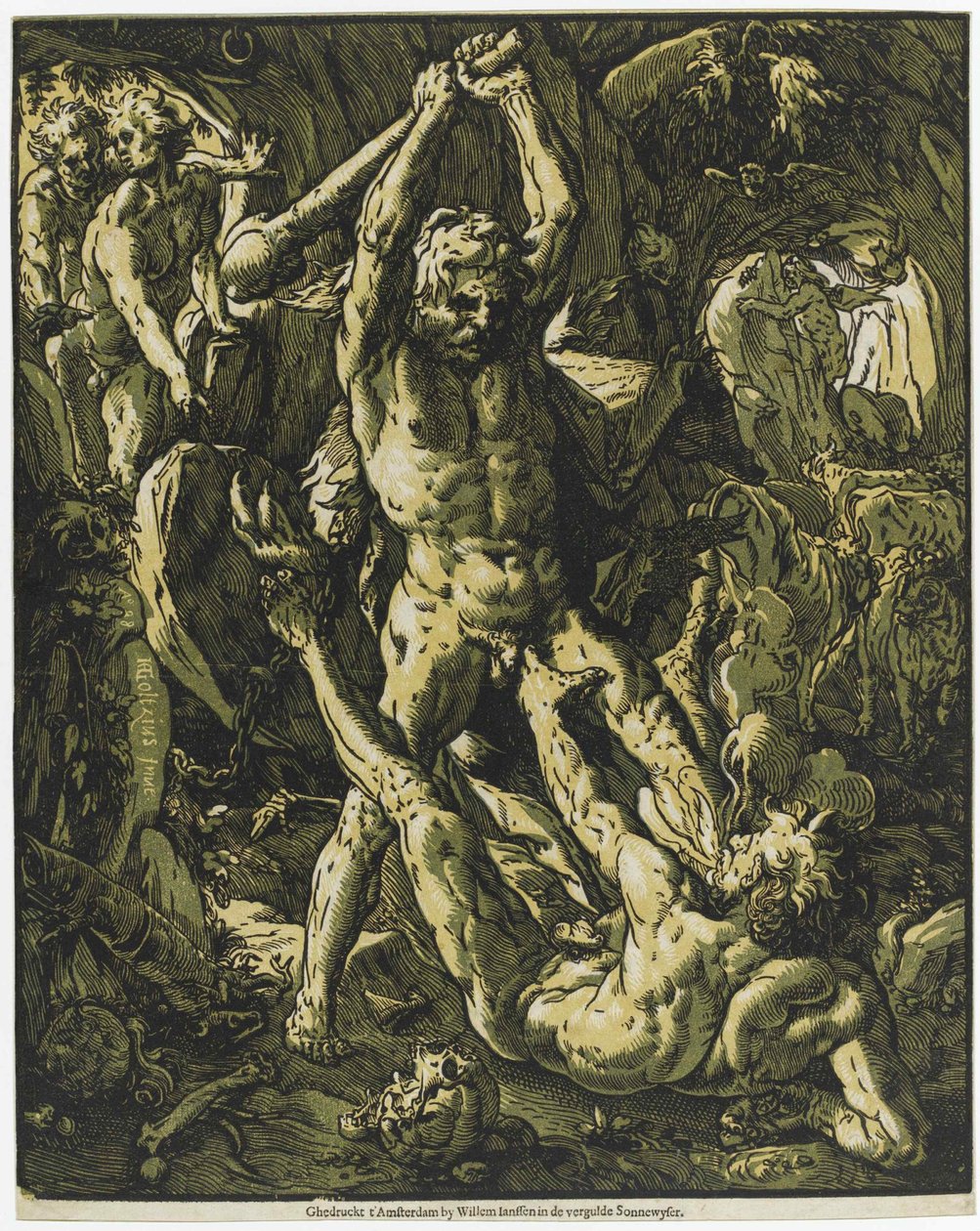 Herkules megöli Cacust, 1588. alkotó: Hendrick Goltzius