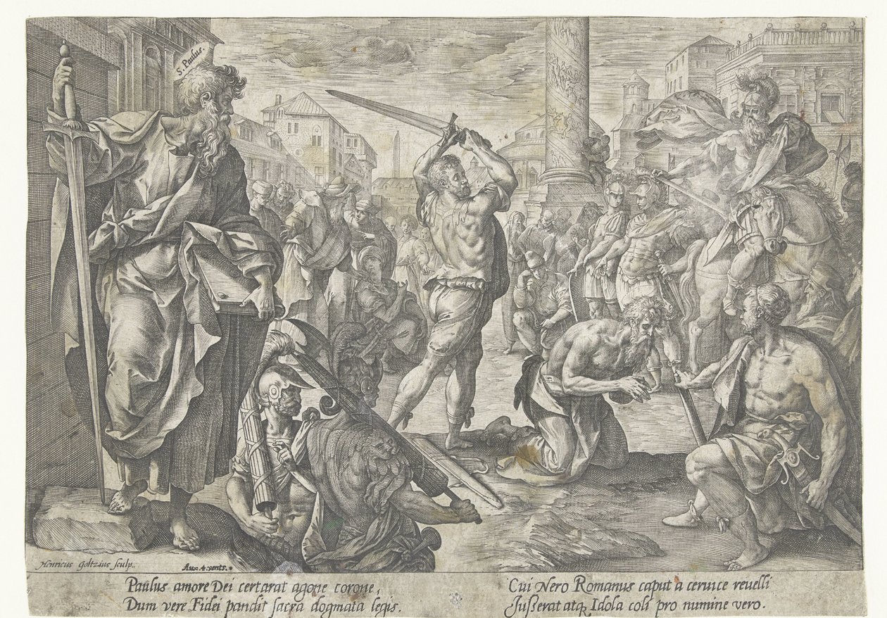 Pál vértanúsága Krisztus vértanúsága és az apostolok (sorozat címe) alkotó: Hendrick Goltzius