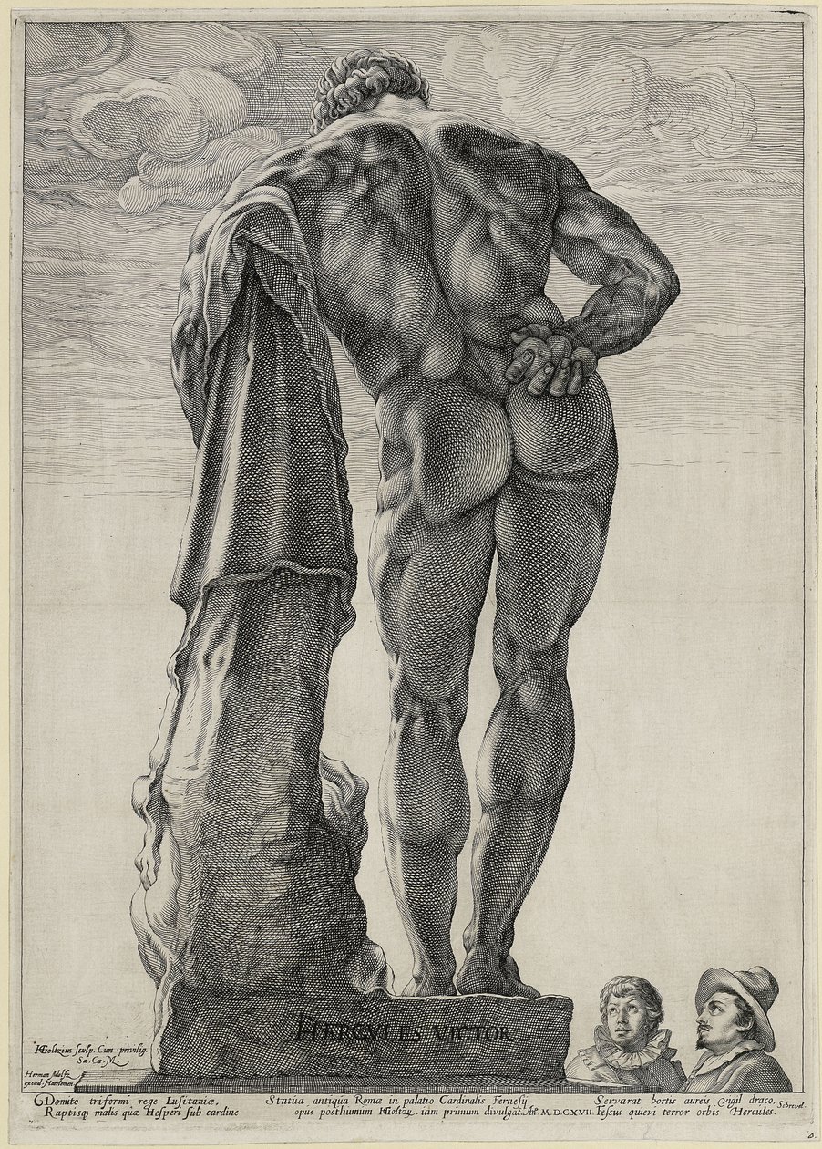 Jacob Matham és Hendrick Goltzius a Farnese-Herkules-szobrot szemlélik alkotó: Hendrick Goltzius