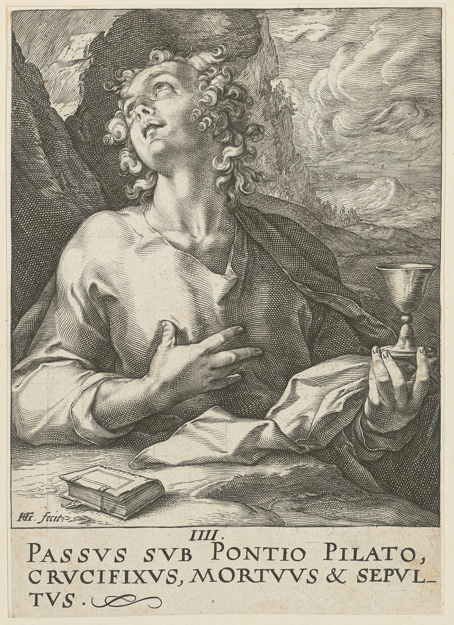 Johannes, a „Krisztus, a tizenkét apostol és Pál” című sorozat 4. lapja alkotó: Hendrick Goltzius