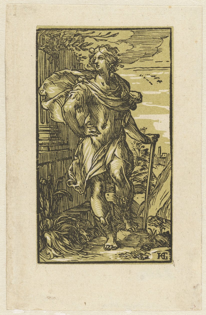 Fiatal férfi sétabottal alkotó: Hendrick Goltzius