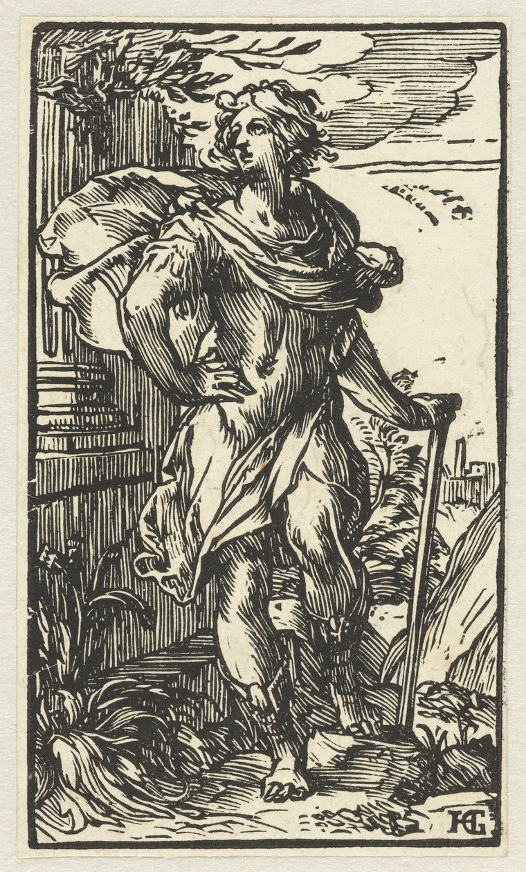 Fiatal férfi sétabottal alkotó: Hendrick Goltzius