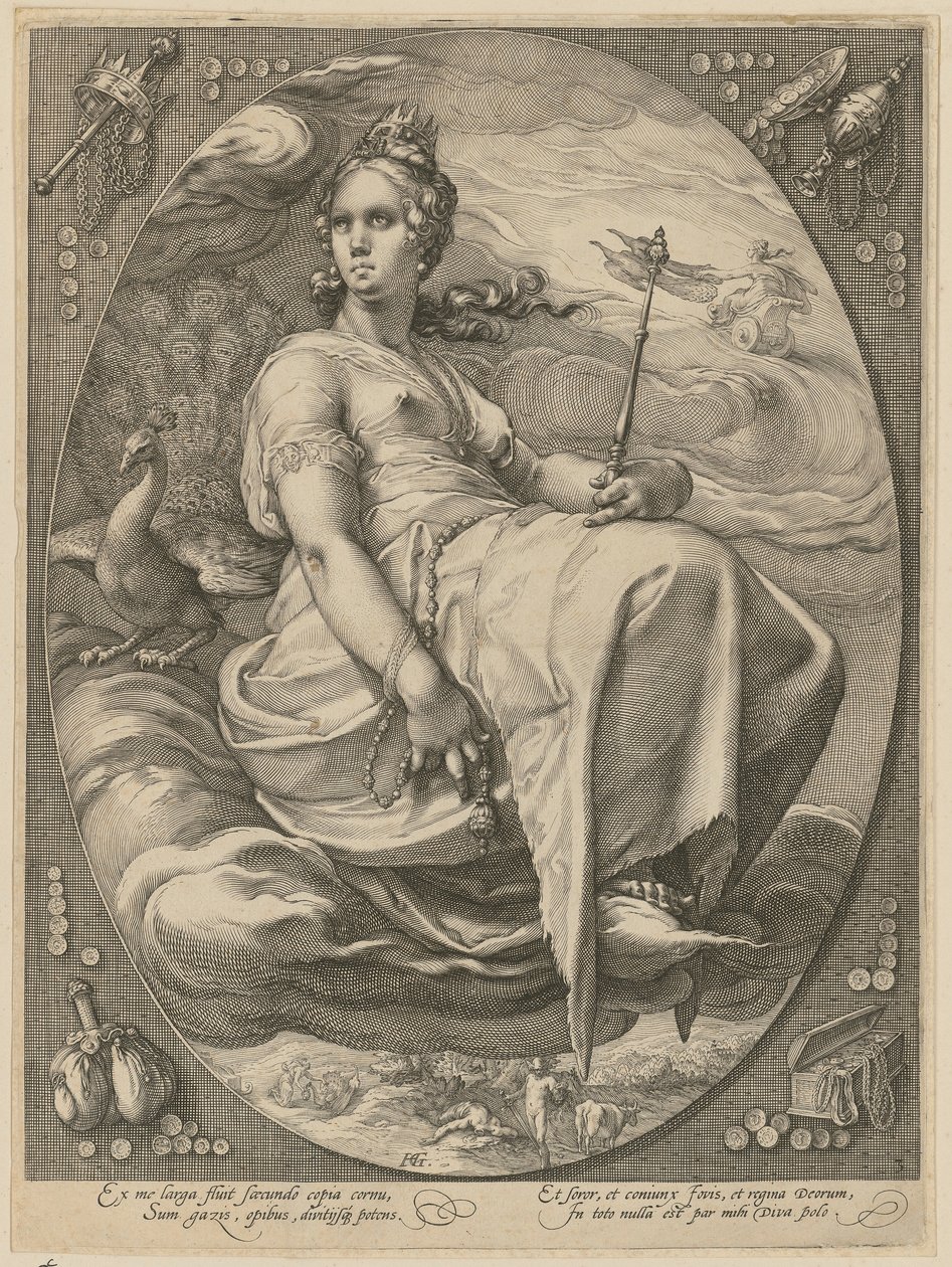 Juno, a „Három istennő” című sorozat 3. lapja alkotó: Hendrick Goltzius