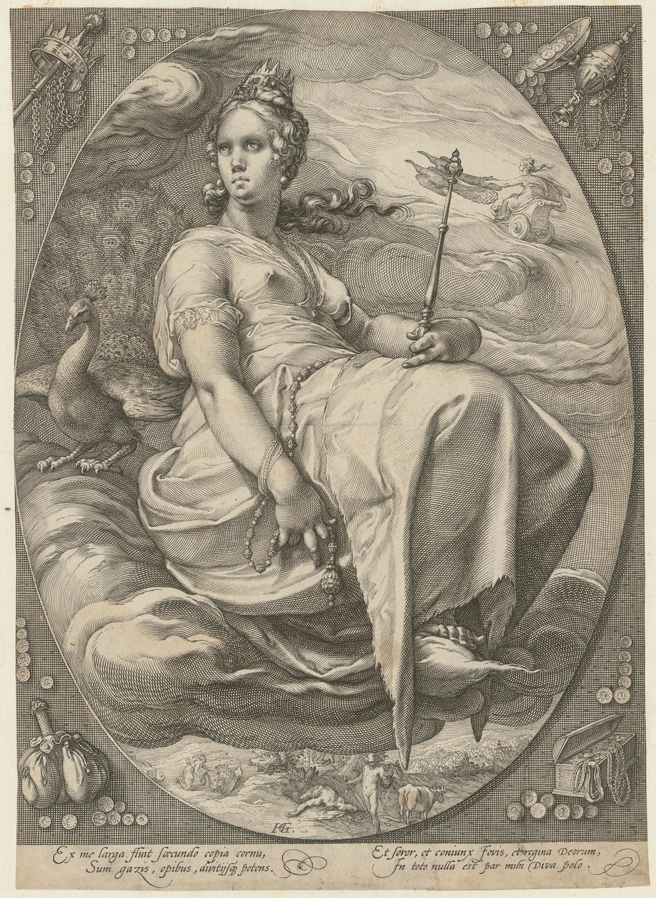 Juno, a „Három istennő” sorozat 3. lapja alkotó: Hendrick Goltzius