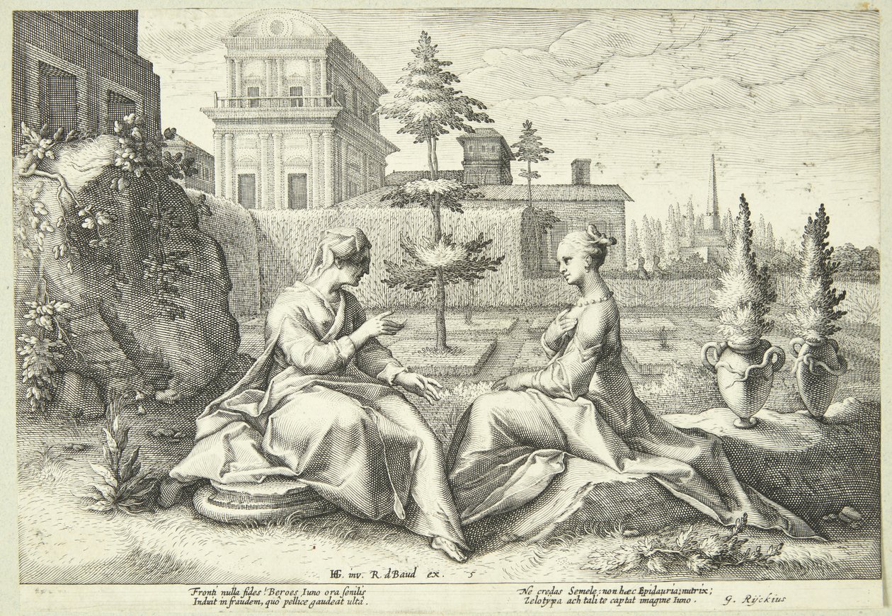 A Beroë-nak álcázott Juno figyelmezteti Semelét alkotó: Hendrick Goltzius