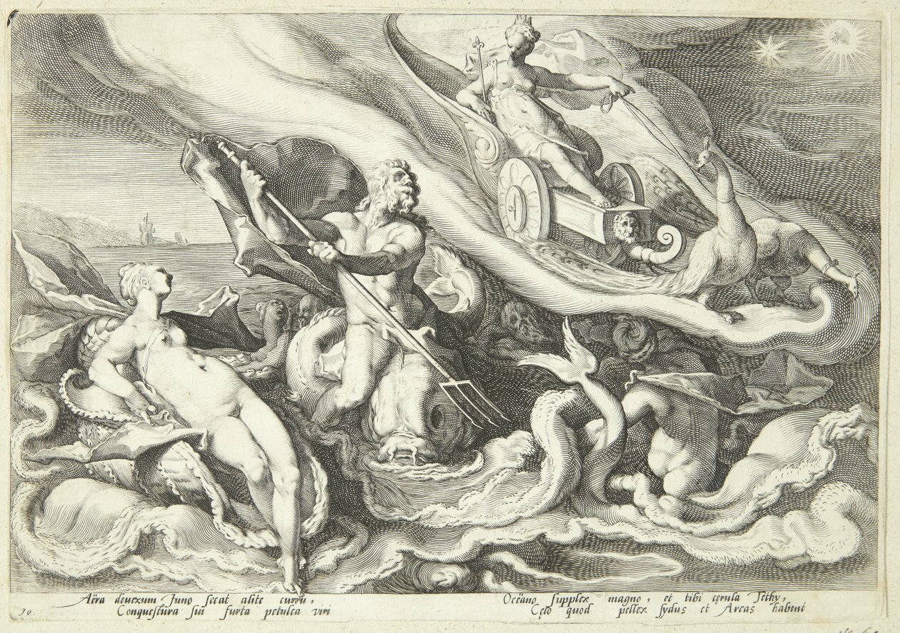Juno panaszkodik Kallistóról Okeanosnak és Tethysnek alkotó: Hendrick Goltzius