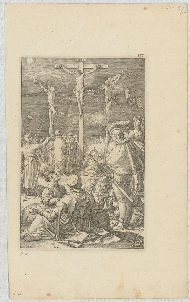 Keresztre feszítés, a „Passió” sorozat 10. lapja alkotó: Hendrick Goltzius