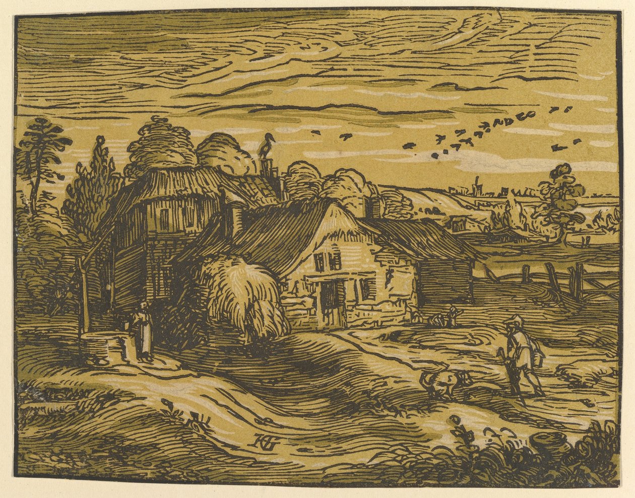 Tájkép kunyhóval alkotó: Hendrick Goltzius