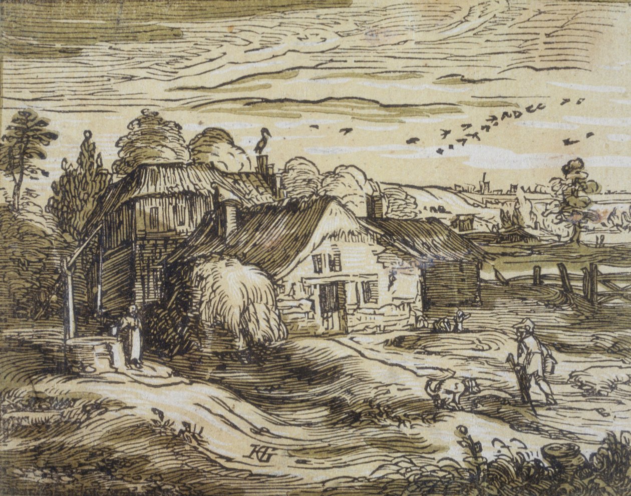 Táj parasztházzal alkotó: Hendrick Goltzius