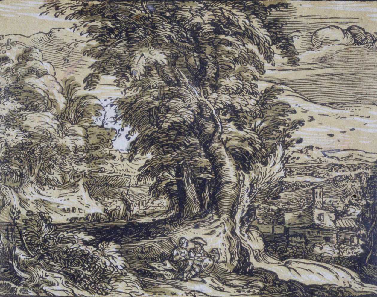Táj fákkal és egy pásztorpárral alkotó: Hendrick Goltzius