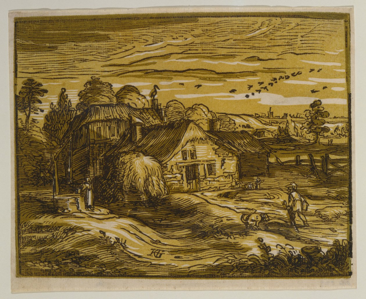 Tájkép parasztházzal, a „Négy kis tájkép” című sorozatból alkotó: Hendrick Goltzius