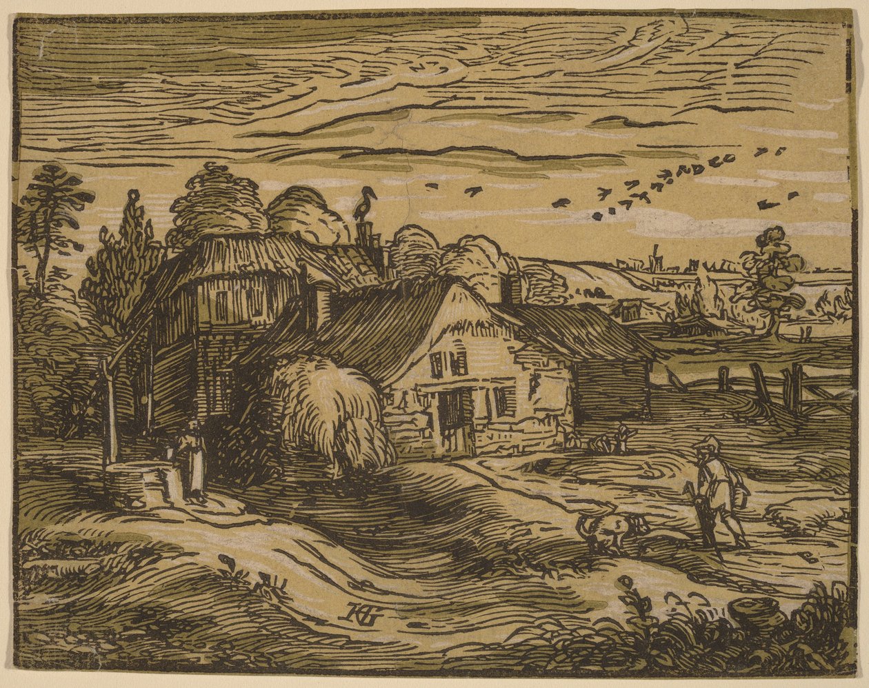 Tájké́p parasztházzal alkotó: Hendrick Goltzius