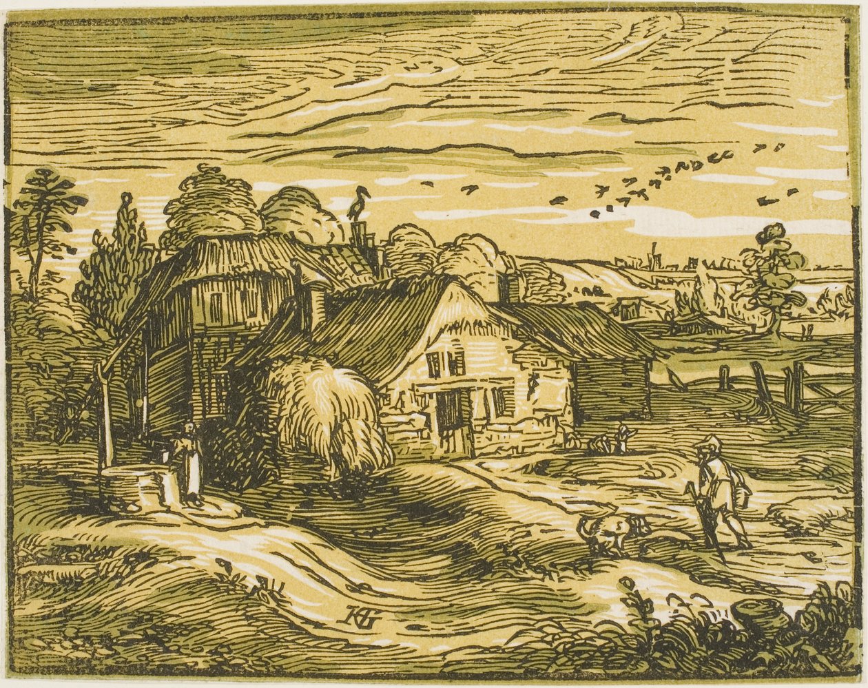 Táj parasztházzal, a Négy kis tájból alkotó: Hendrick Goltzius