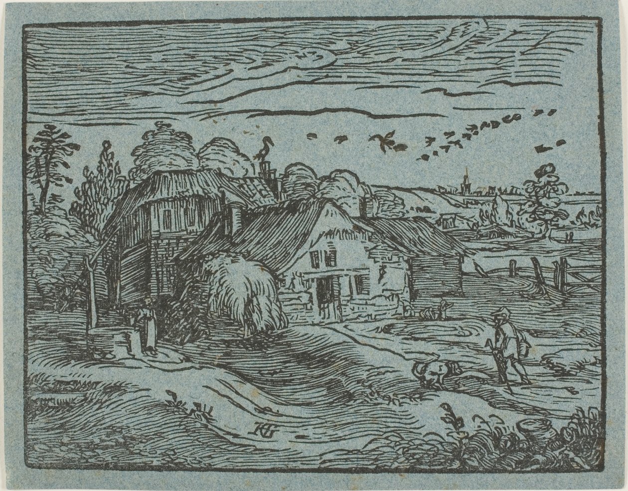 Tájkép egy parasztházzal, a Négy kis tájképből alkotó: Hendrick Goltzius