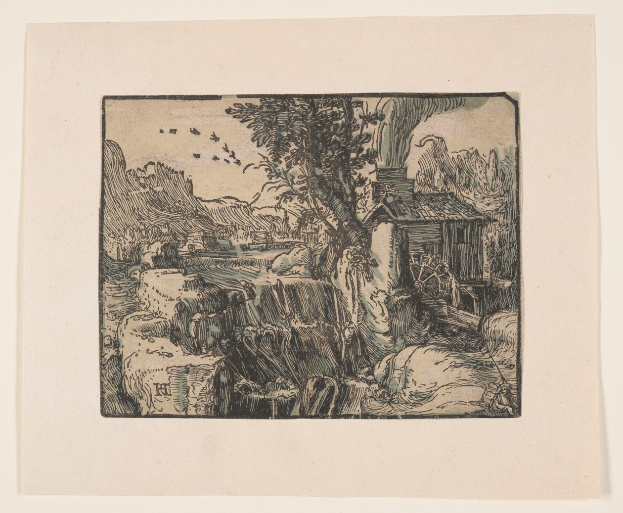 Tájkép vízeséssel alkotó: Hendrick Goltzius